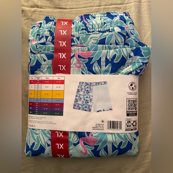 Vibrant Flamingo Print Men's Swim Trunks - Picture 7 of 7